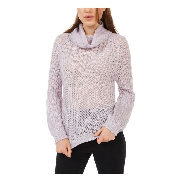 PLANET GOLD Womens Purple Knitted Long Sleeve Cowl Neck Sweater Size: M - Picture 1 of 1